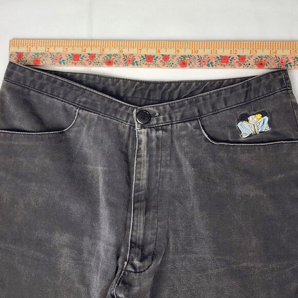 Buggirl RARE Y2K Rave 90s Wide Leg Black Jeans Size M - Picture 6 of 8